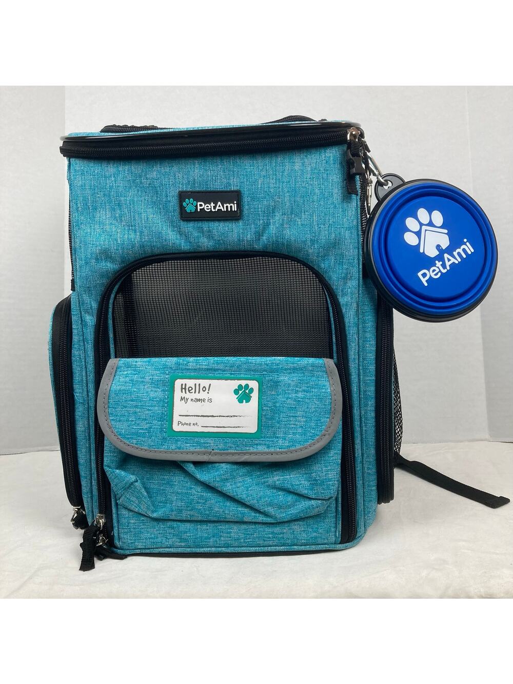 PetAmi Carrier Backpack Blue Cube Travel Walk Hike Camp Small Dog Cat 16.5x11